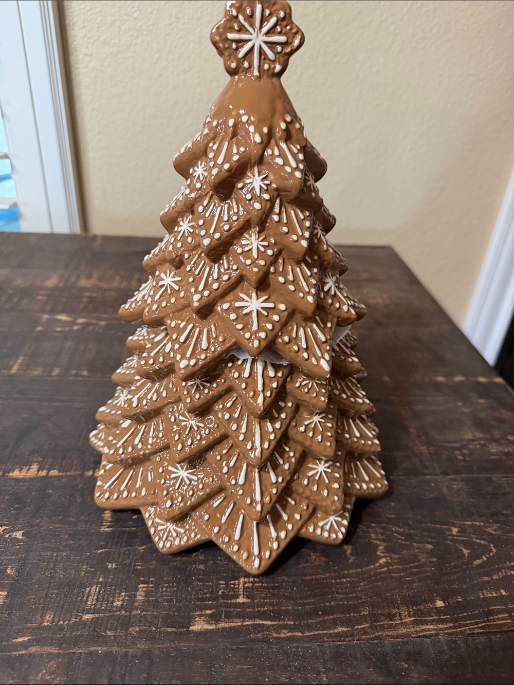 Hobby Lobby Brown Ceramic Gingerbread-Tree Cookie Jar